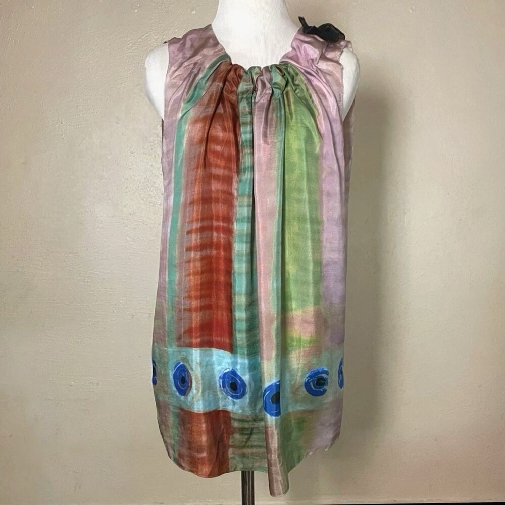 Archival Vintage Y2K Vera Wang Resort 2010 Runway Sheer Silk Tunic Top Bow Sz 6